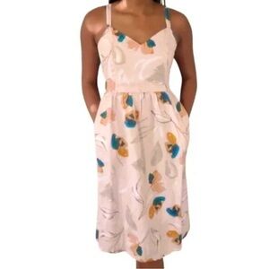 Rachel Zoe Sundress Blush Pink Watercolor Floral 4 Pockets Lined